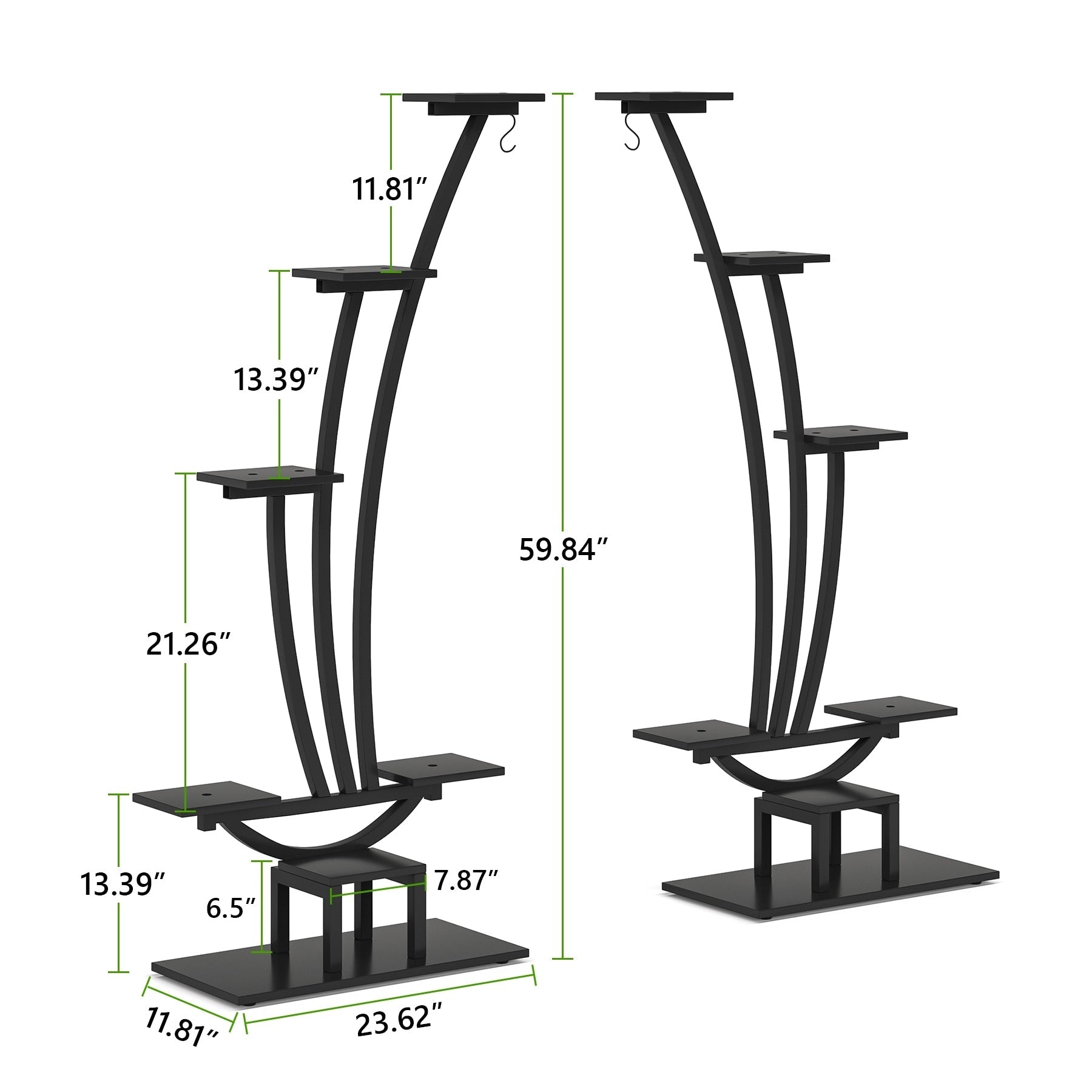 Support pour plantes d'intérieur, support à fleurs à 6 niveaux pour jardin - Lot de 2