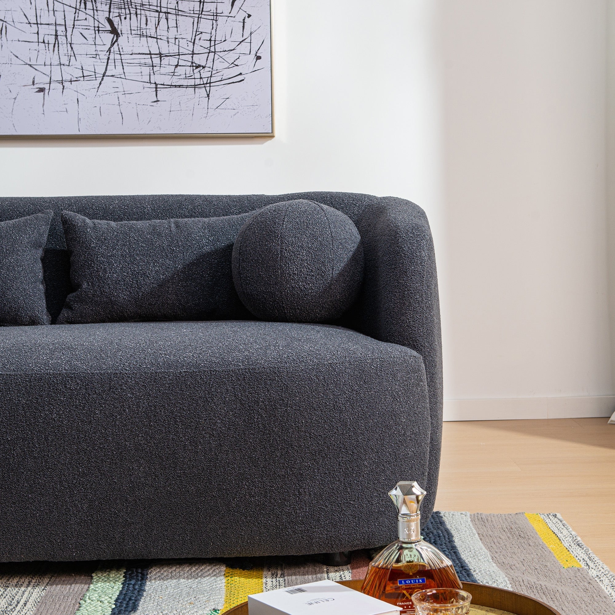 Causeuse 2 places rembourrée KINWELL Boucle avec oreillers