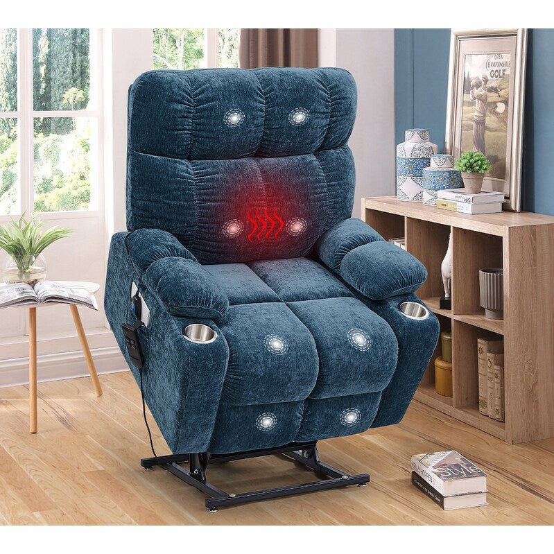 Fauteuil inclinable à double moteur OKIN pour personnes âgées avec chauffage, massage, inclinaison à 180° et dossier/repose-pieds réglable
