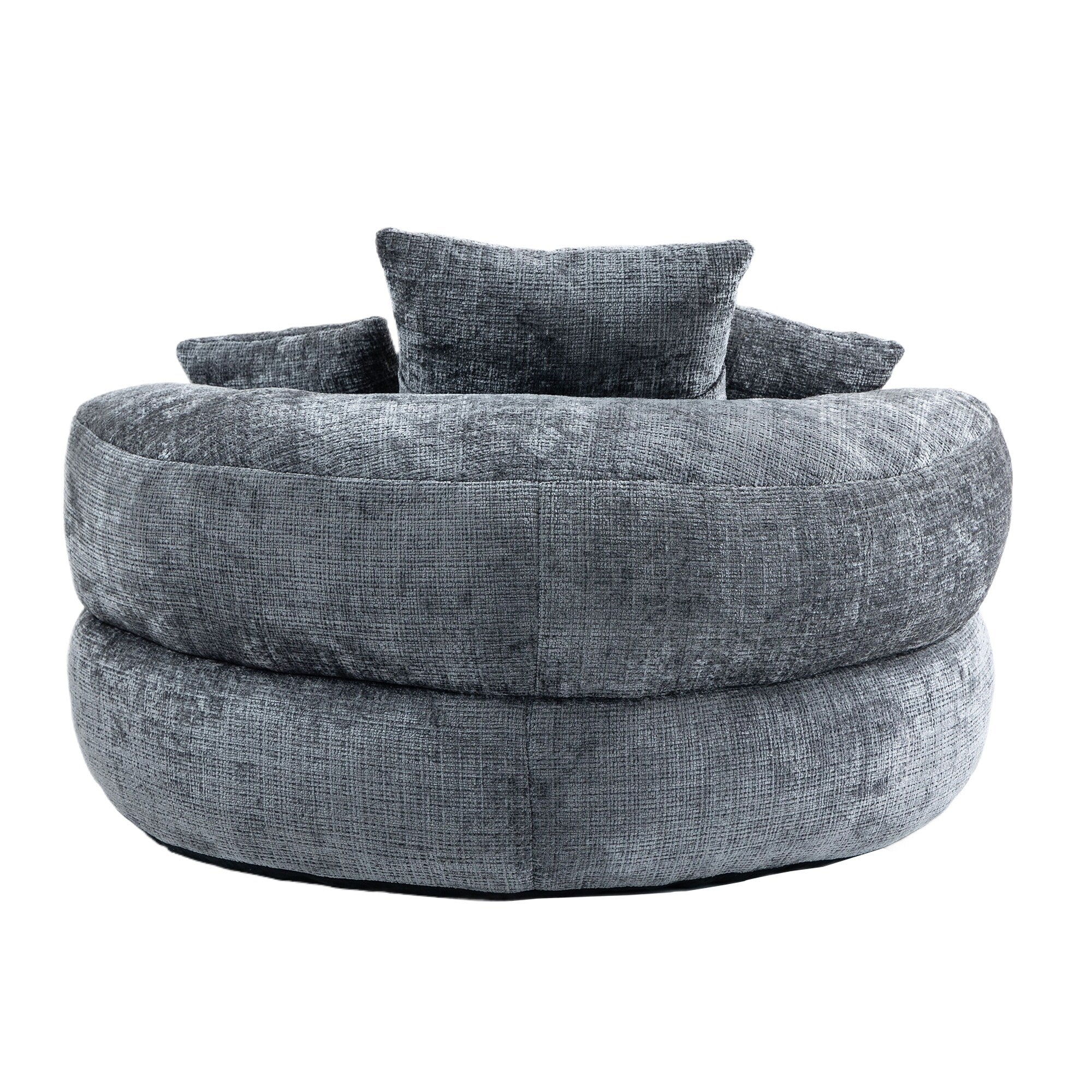 Canapé poire simple gris surdimensionné en chenille de 42,52 pouces avec trois oreillers pour chambre à coucher