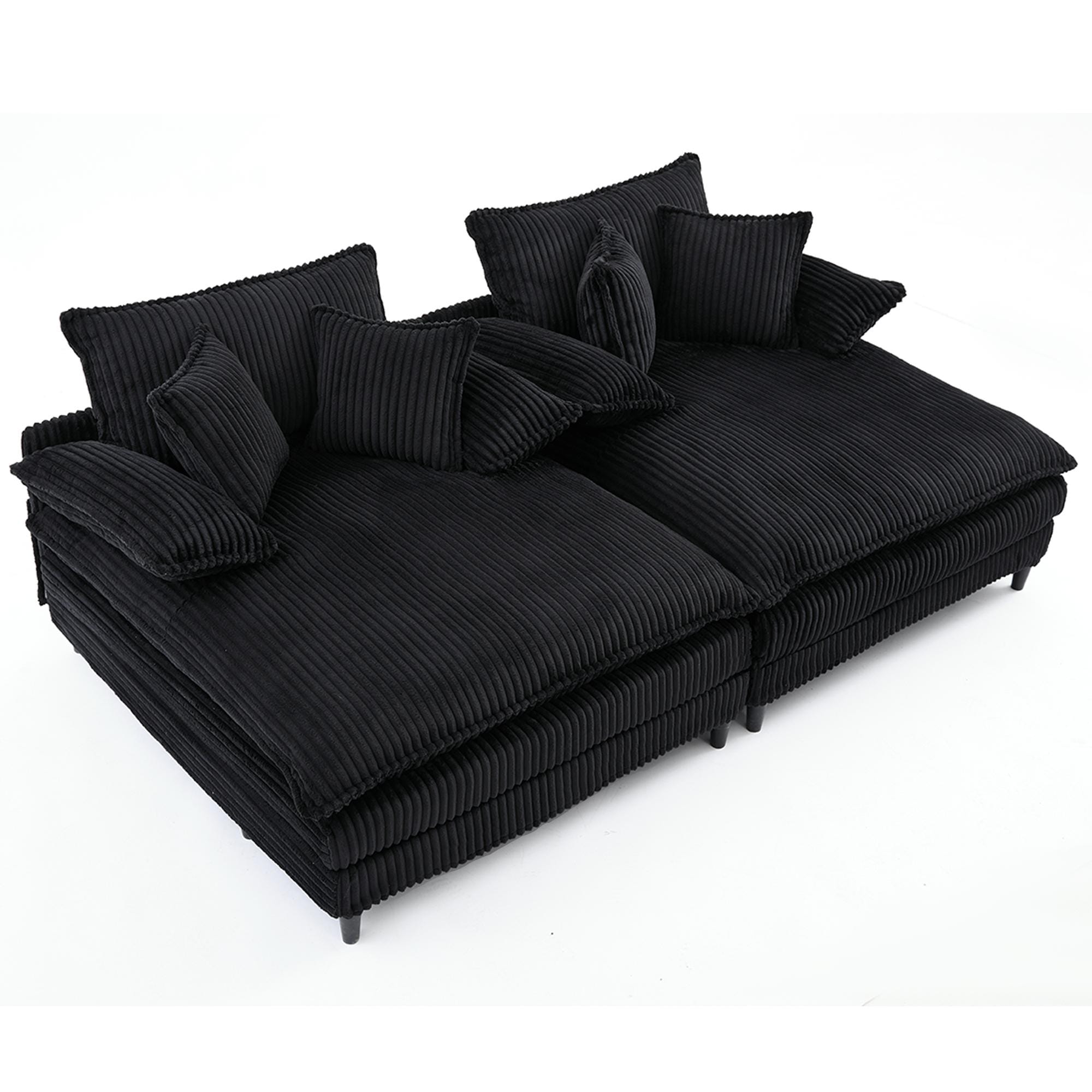 Canapé-lit Harmonia 109 W surdimensionné en velours côtelé, siège profond, double méridienne avec 4 oreillers