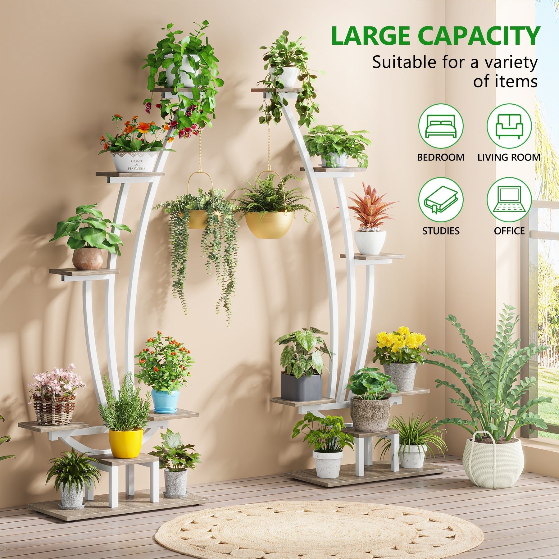 Support pour plantes d'intérieur, support à fleurs à 6 niveaux pour jardin - Lot de 2