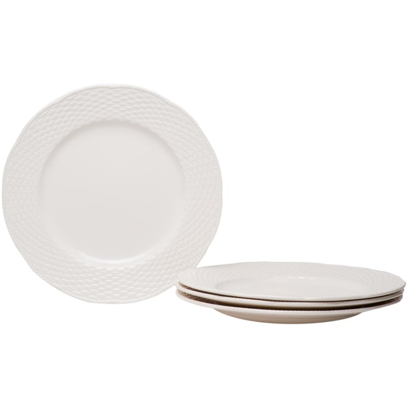 Service de table Nantucket blanc 18 pièces à la vanille rouge