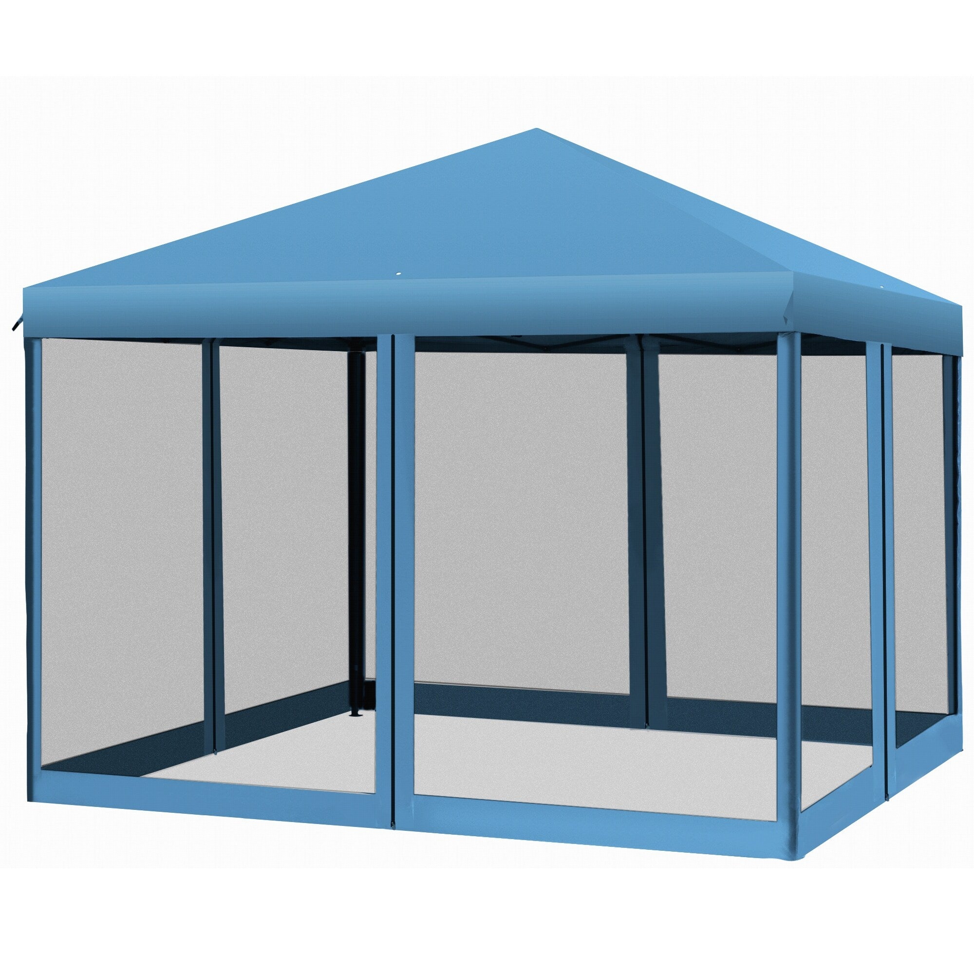 Auvent pop-up robuste Outsunny 10' x 10' avec filet latéral en maille amovible, conception d'installation facile, événement de fête en plein air