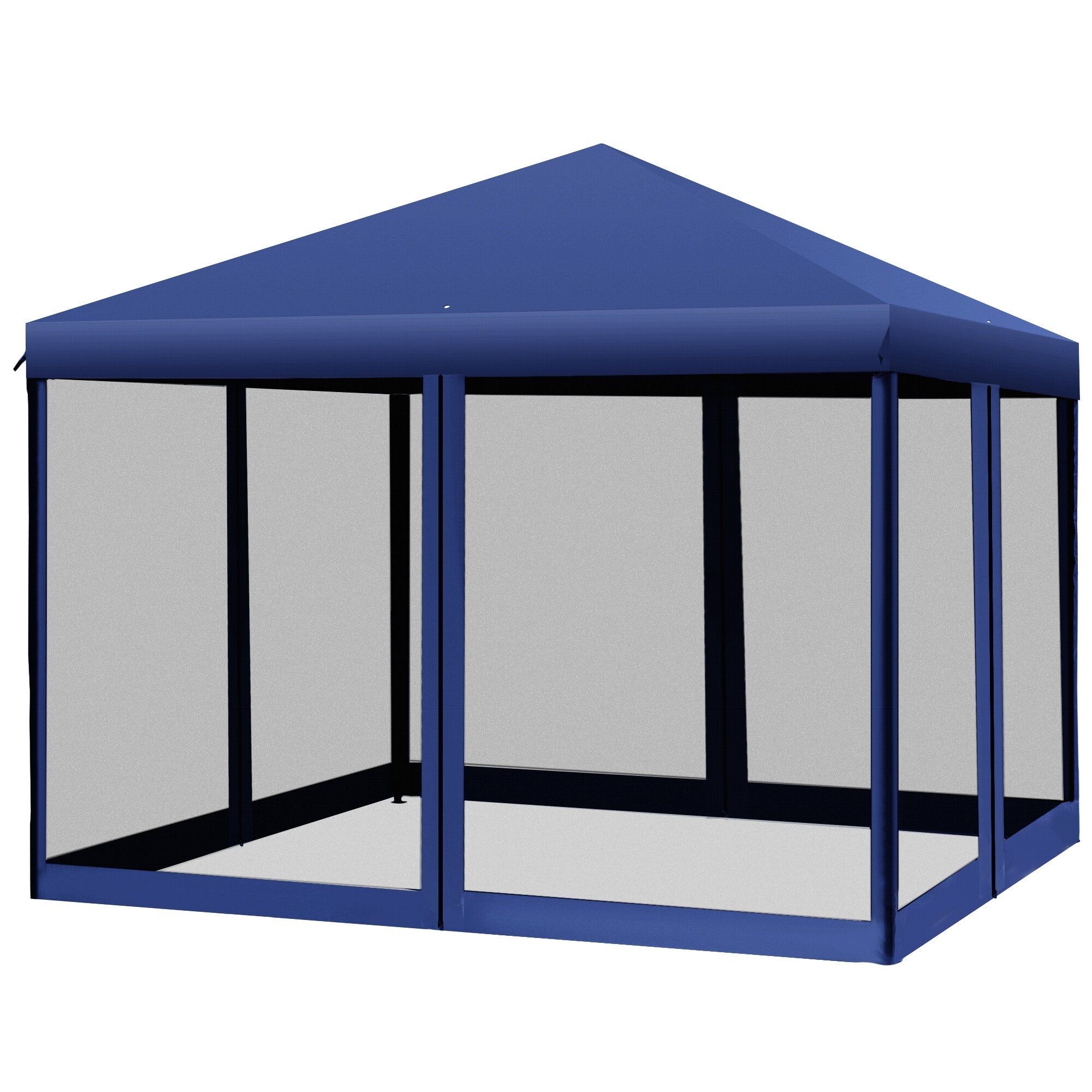 Auvent pop-up robuste Outsunny 10' x 10' avec filet latéral en maille amovible, conception d'installation facile, événement de fête en plein air