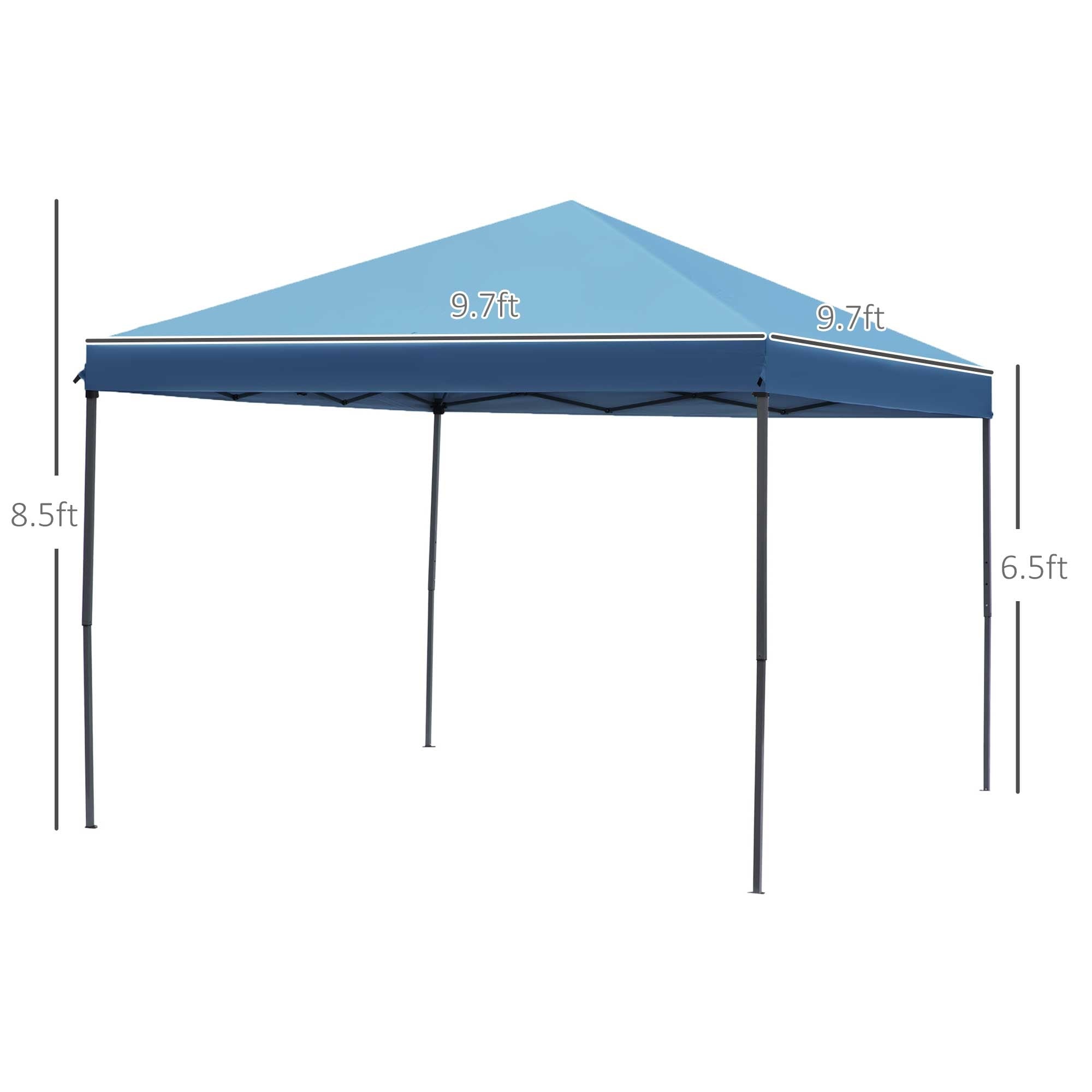 Auvent pop-up robuste Outsunny 10' x 10' avec filet latéral en maille amovible, conception d'installation facile, événement de fête en plein air