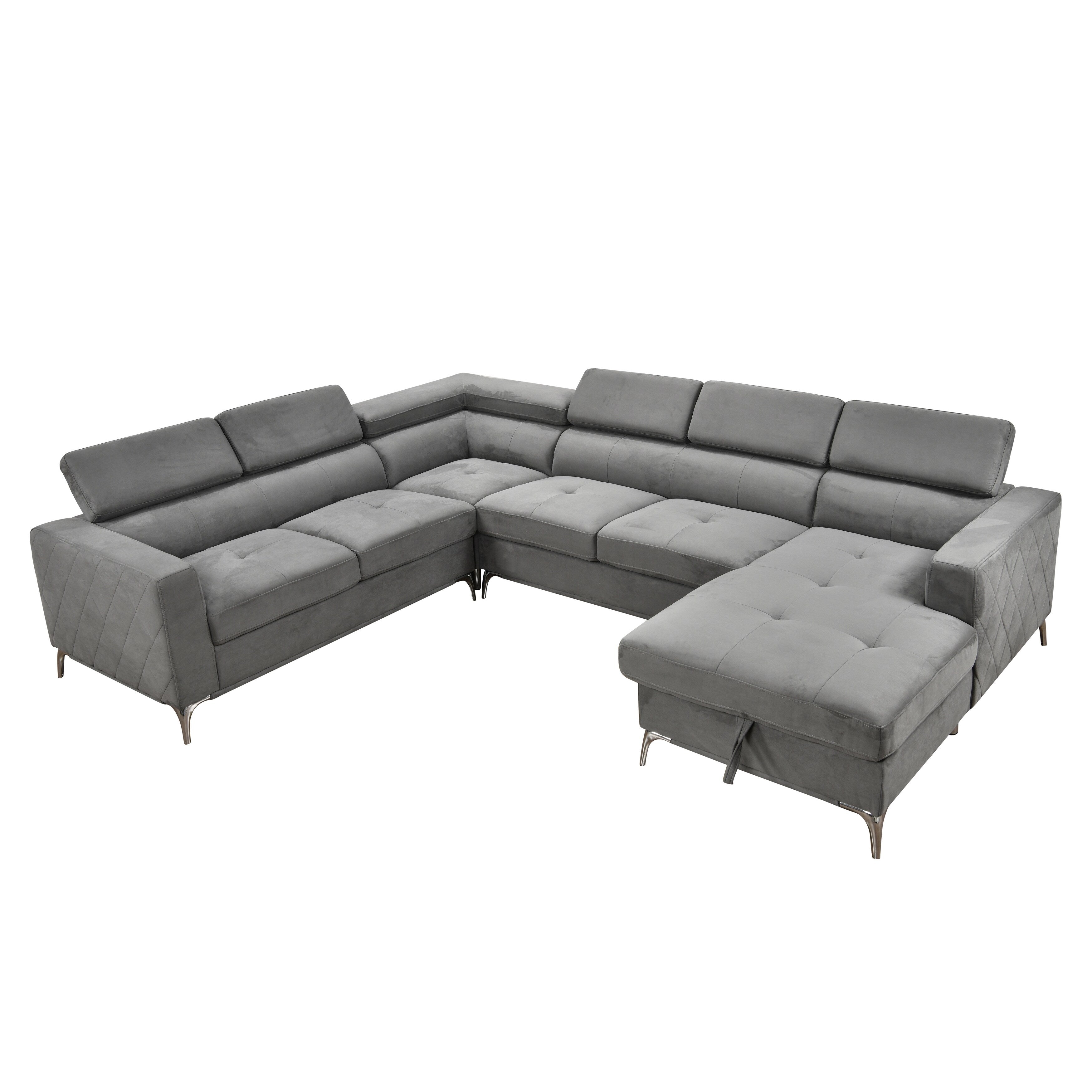 Canapé sectionnel surdimensionné Roomfitters 122 avec rangement pour méridienne, canapé contemporain en U 7 places