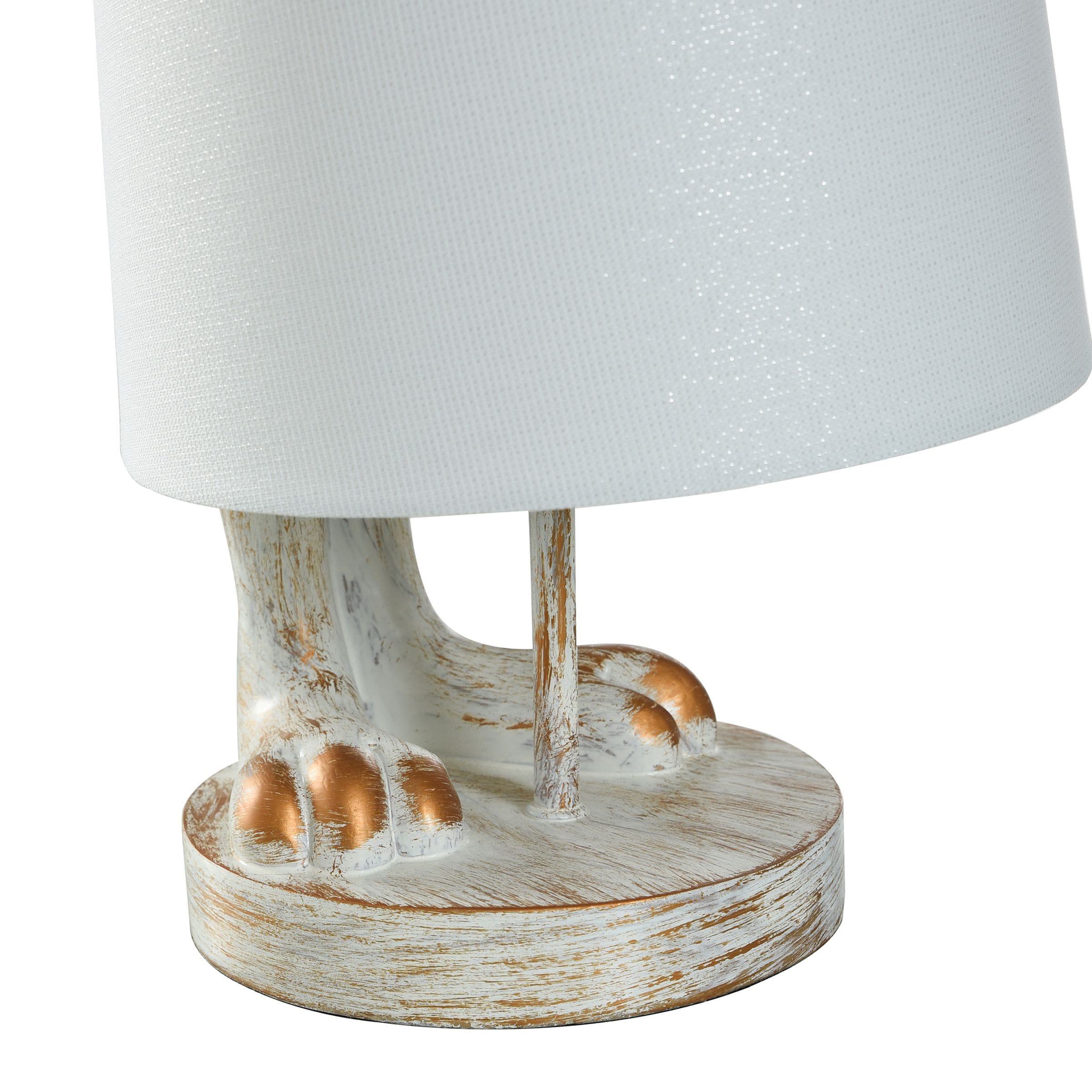Lampe de bureau StyleCraft Malta en cuivre blanc délavé avec motif lapin