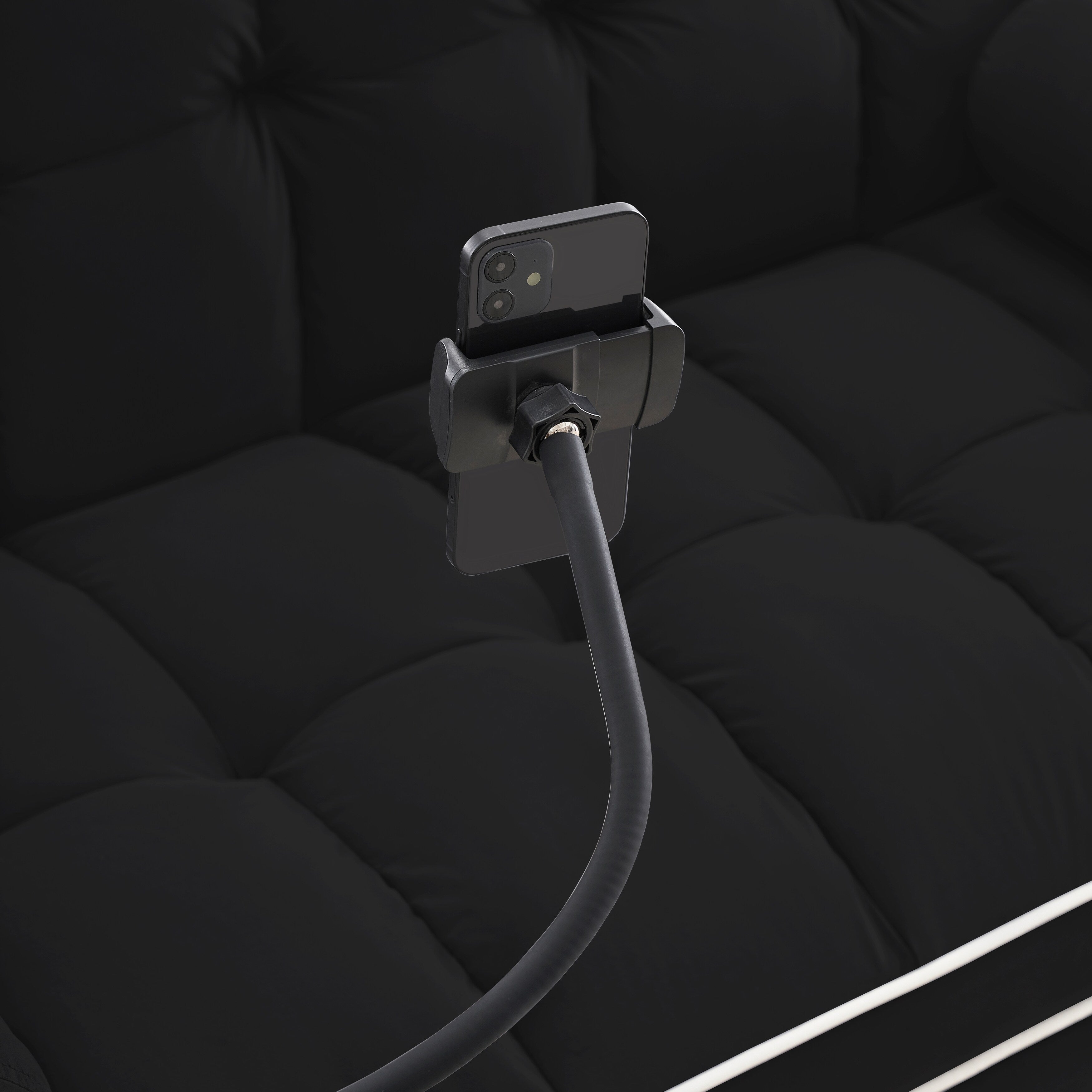 Canapé-lit convertible 2 places en velours de 55 pouces avec lit gigogne, inclinaison réglable, poches latérales et support pour téléphone