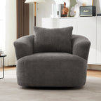 Fauteuil pivotant à 360°, fauteuil d'appoint en boucle de 38,2" avec coussin décoratif, fauteuil rembourré en forme de tonneau avec accoudoirs incurvés