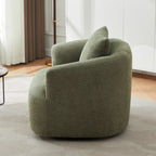 Fauteuil pivotant à 360°, fauteuil d'appoint en boucle de 38,2" avec coussin décoratif, fauteuil rembourré en forme de tonneau avec accoudoirs incurvés