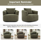 Fauteuil pivotant à 360°, fauteuil d'appoint en boucle de 38,2" avec coussin décoratif, fauteuil rembourré en forme de tonneau avec accoudoirs incurvés