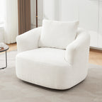Fauteuil pivotant à 360°, fauteuil d'appoint en boucle de 38,2" avec coussin décoratif, fauteuil rembourré en forme de tonneau avec accoudoirs incurvés