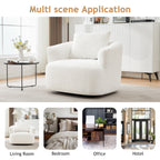Fauteuil pivotant à 360°, fauteuil d'appoint en boucle de 38,2" avec coussin décoratif, fauteuil rembourré en forme de tonneau avec accoudoirs incurvés
