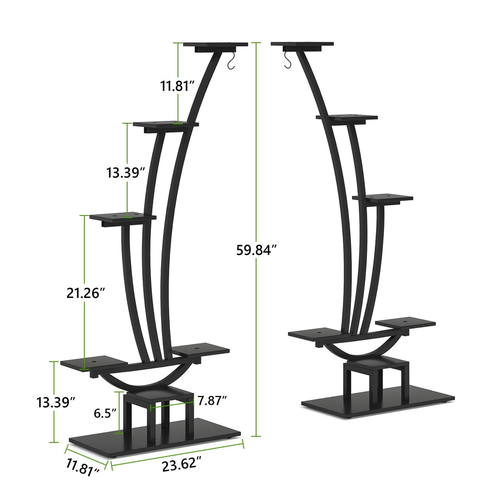 Support pour plantes d'intérieur, support à fleurs à 6 niveaux pour jardin - Lot de 2