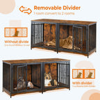 Meuble pour cage à chien de 70,86 pouces, meuble TV pour grandes races avec coussin et chambres doubles (sans coussin)