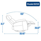 Fauteuil inclinable manuel à 8 points de massage, fauteuil à bascule pivotant en tissu, fauteuil simple avec bascule et chauffage lombaire