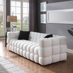 84.3 Luxueux grand canapé Boucle 3 places rembourré Marshmallow avec 2 coussins décoratifs carrés et accoudoir carré