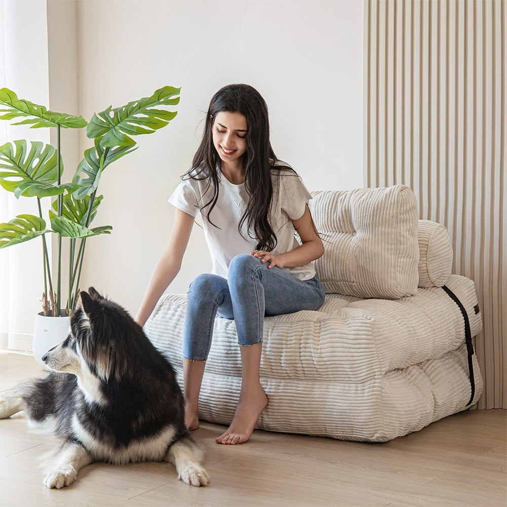 Canapé-lit pliant en velours côtelé 8 places, simple