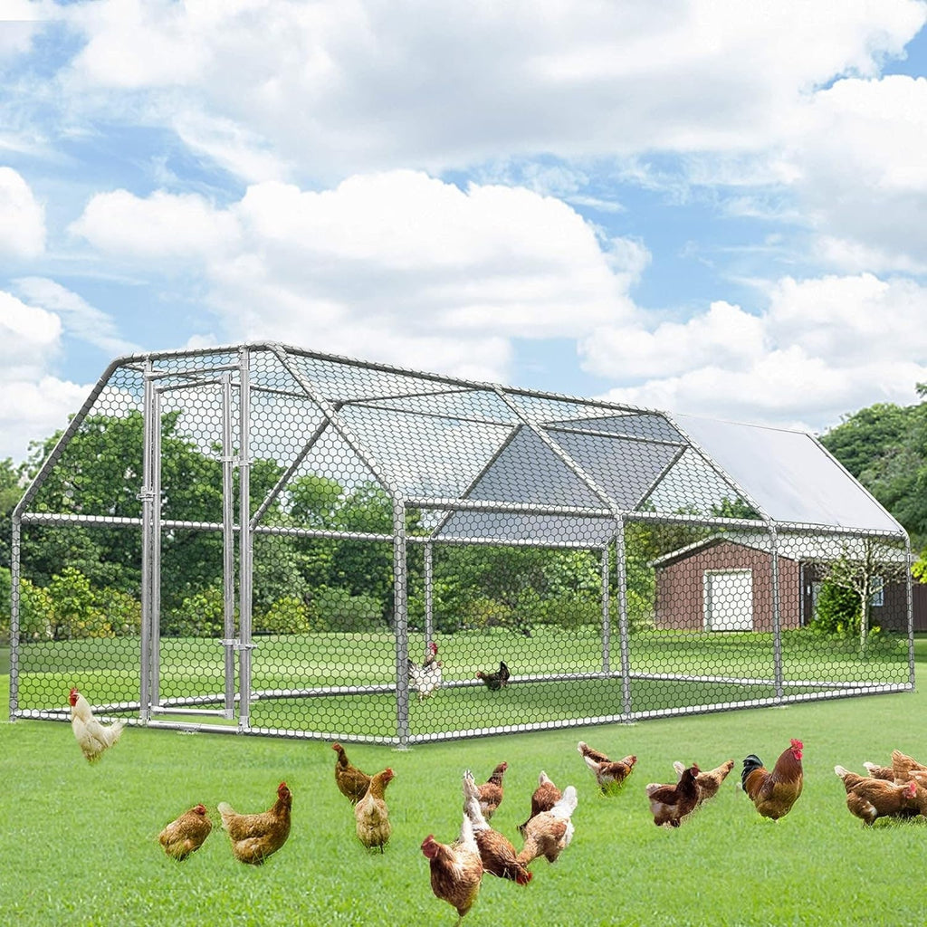 AECOJOY Grand poulailler en métal avec cage à poulets en métal