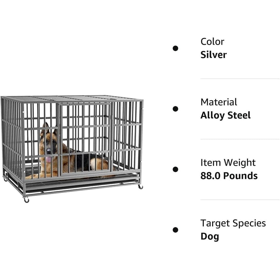 Cage pour chien Bossin 48/38 pouces, robuste et indestructible, cage anti-évasion avec roues verrouillables