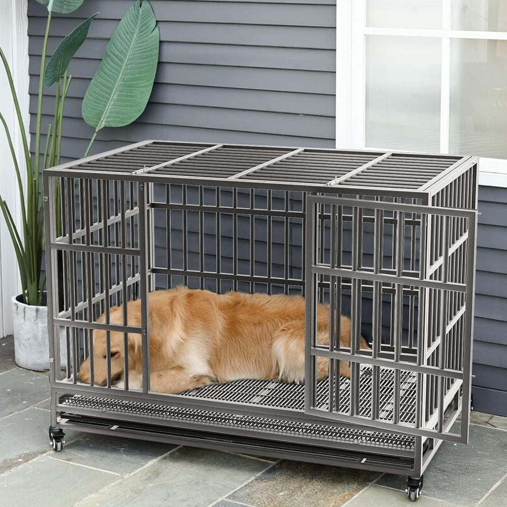 Cage pour chien Bossin 48/38 pouces, robuste et indestructible, cage anti-évasion avec roues verrouillables