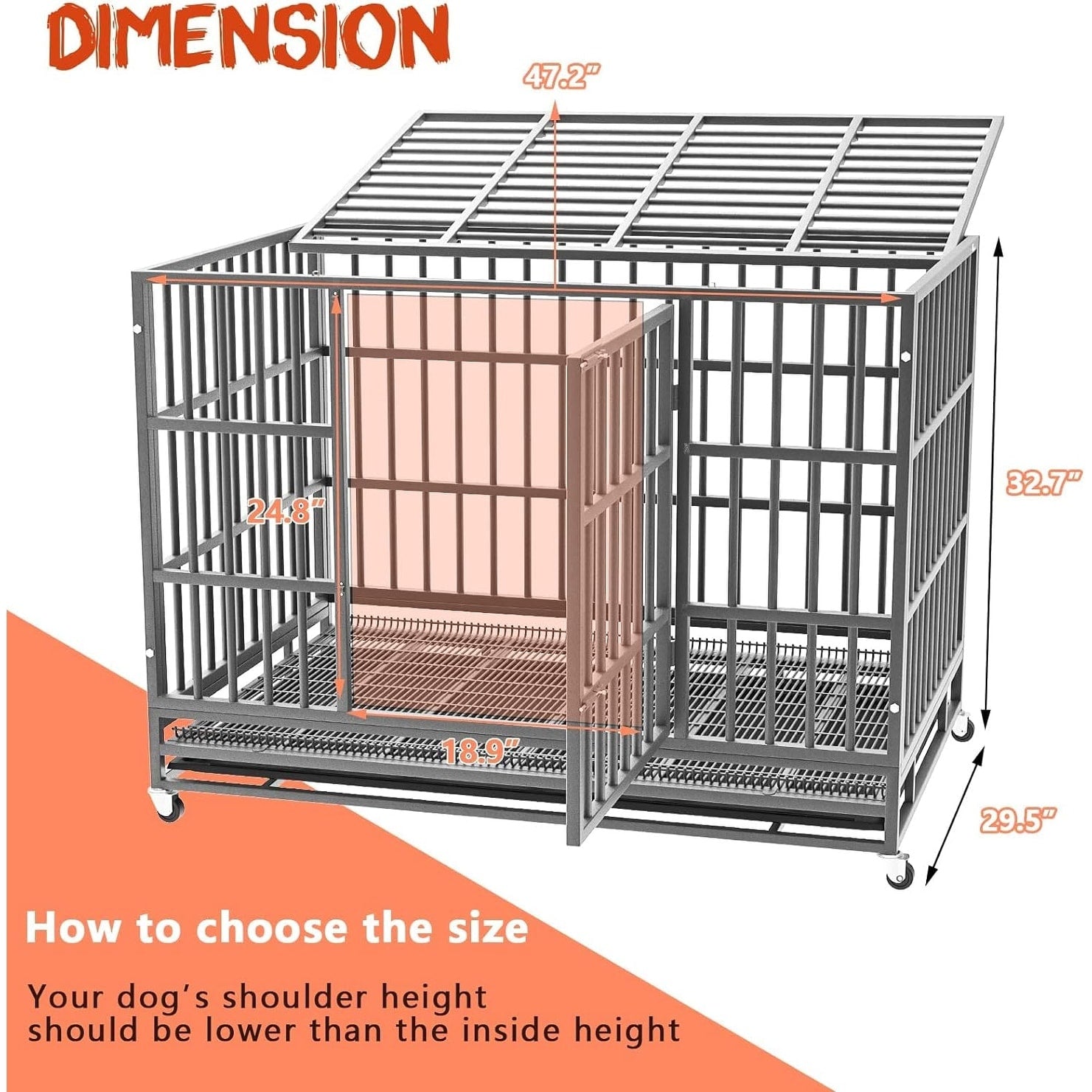 Cage pour chien Bossin 48/38 pouces, robuste et indestructible, cage anti-évasion avec roues verrouillables