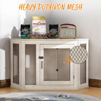 Niche d'angle pour chien Bossin, niche en bois de 44/52 pouces avec filet, niche décorative en bois pour chien, idéale pour l'intérieur