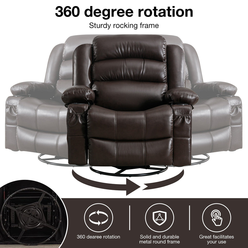 Fauteuil inclinable pivotant noir avec chauffage, massage et ports USB