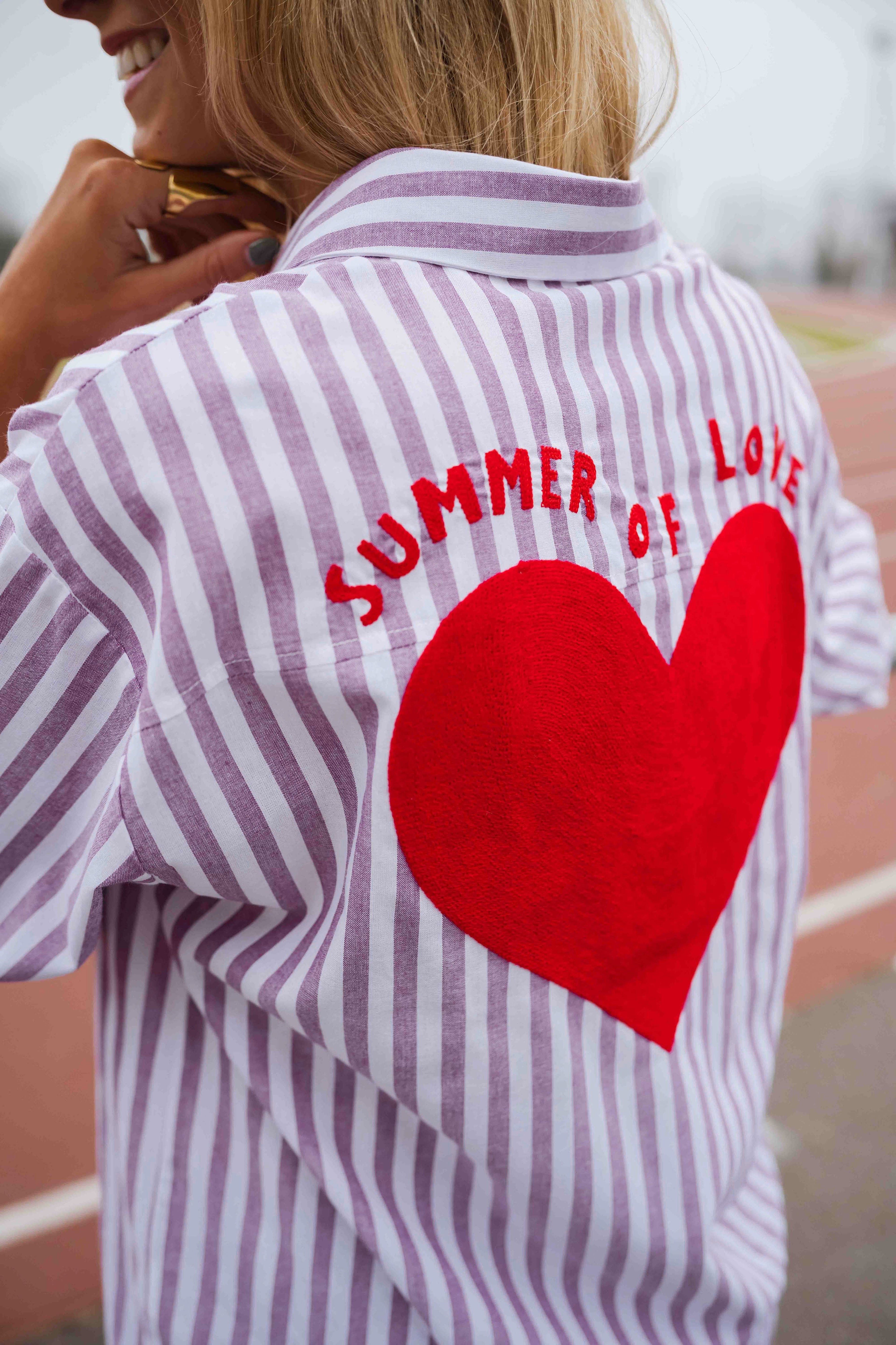 Chemise Meha à rayures violettes et blanches