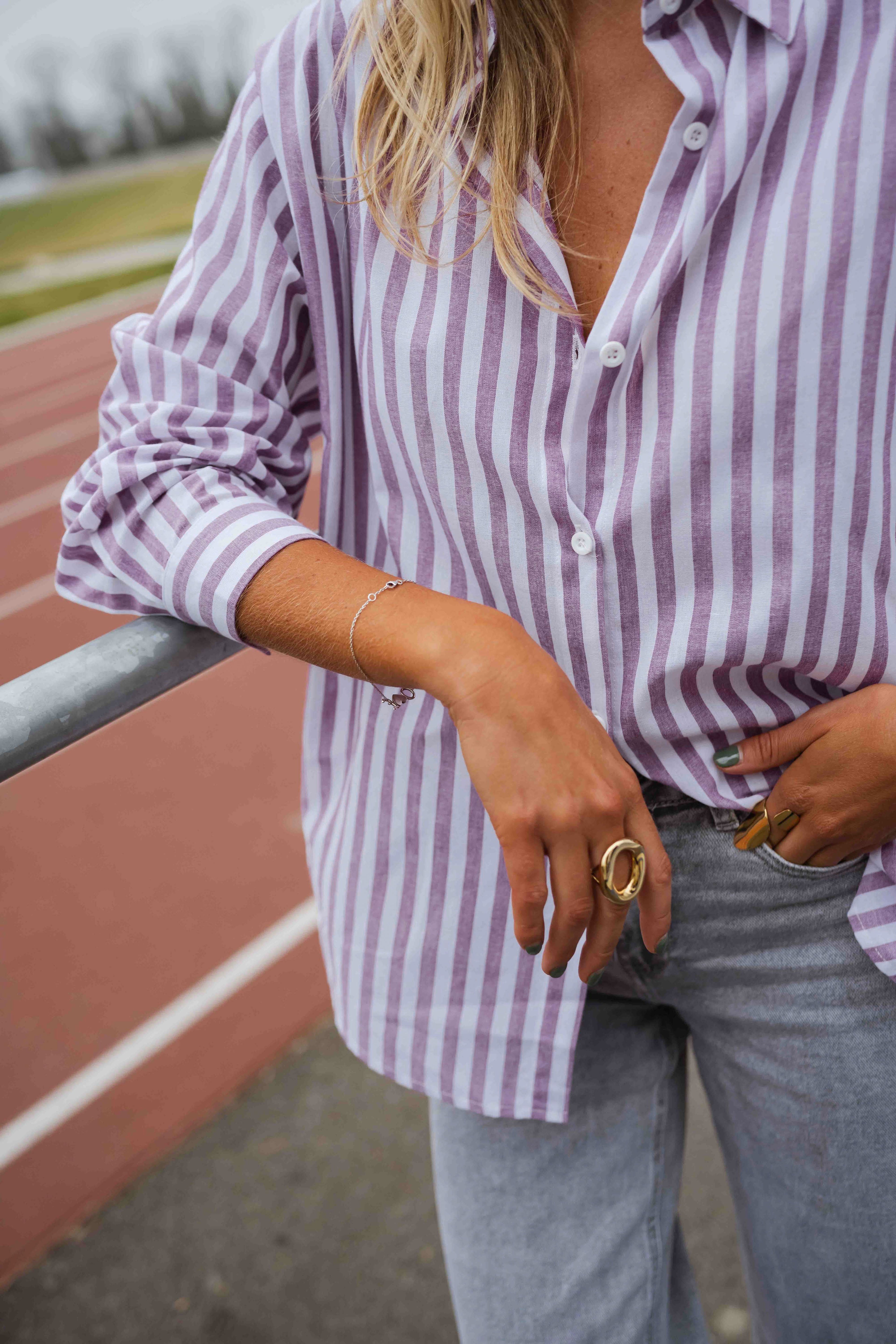 Chemise Meha à rayures violettes et blanches