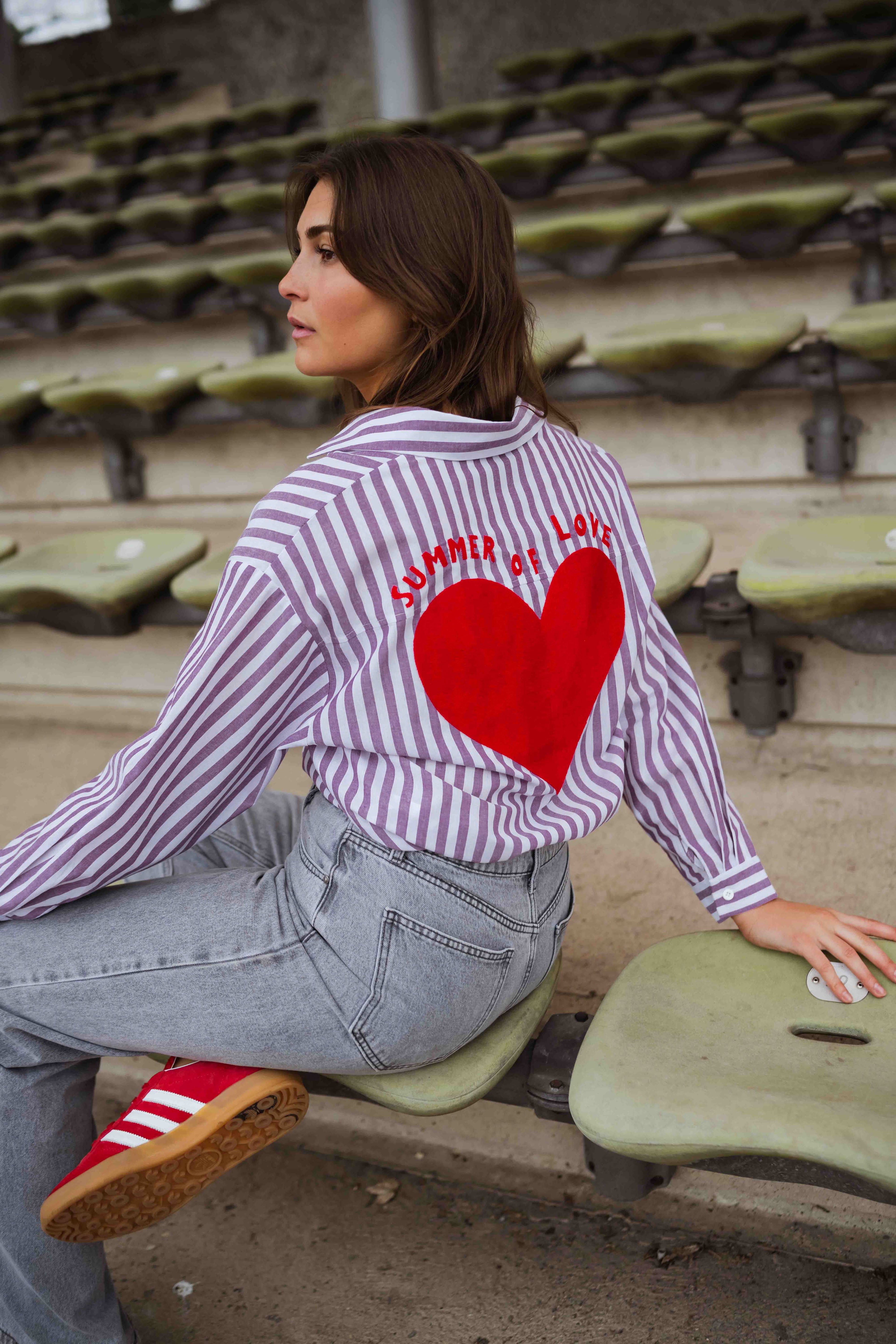Chemise Meha à rayures violettes et blanches