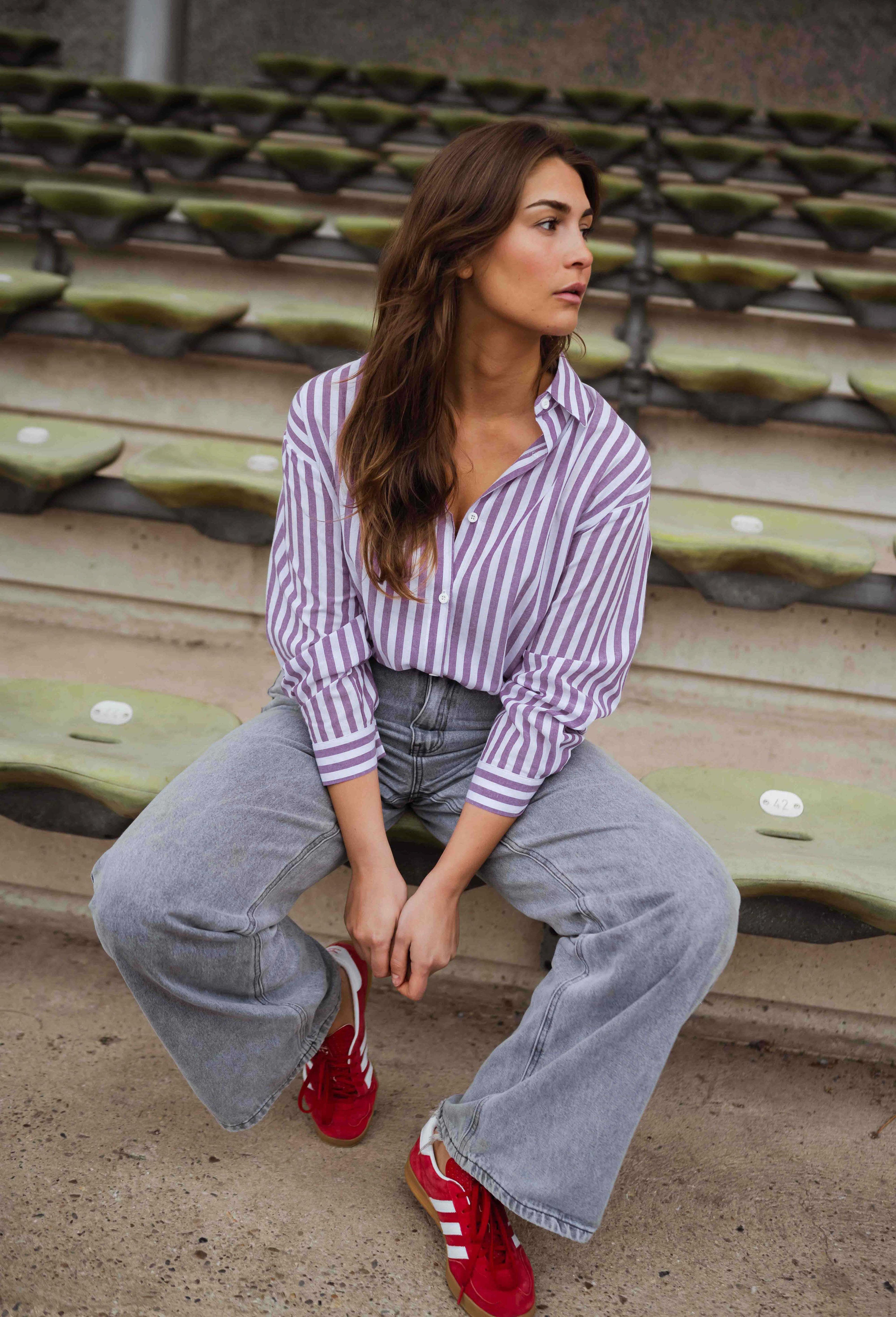 Chemise Meha à rayures violettes et blanches