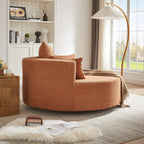 Fauteuil d'appoint en chenille, fauteuil rond avec base pivotante à 360 degrés et 3 coussins amovibles