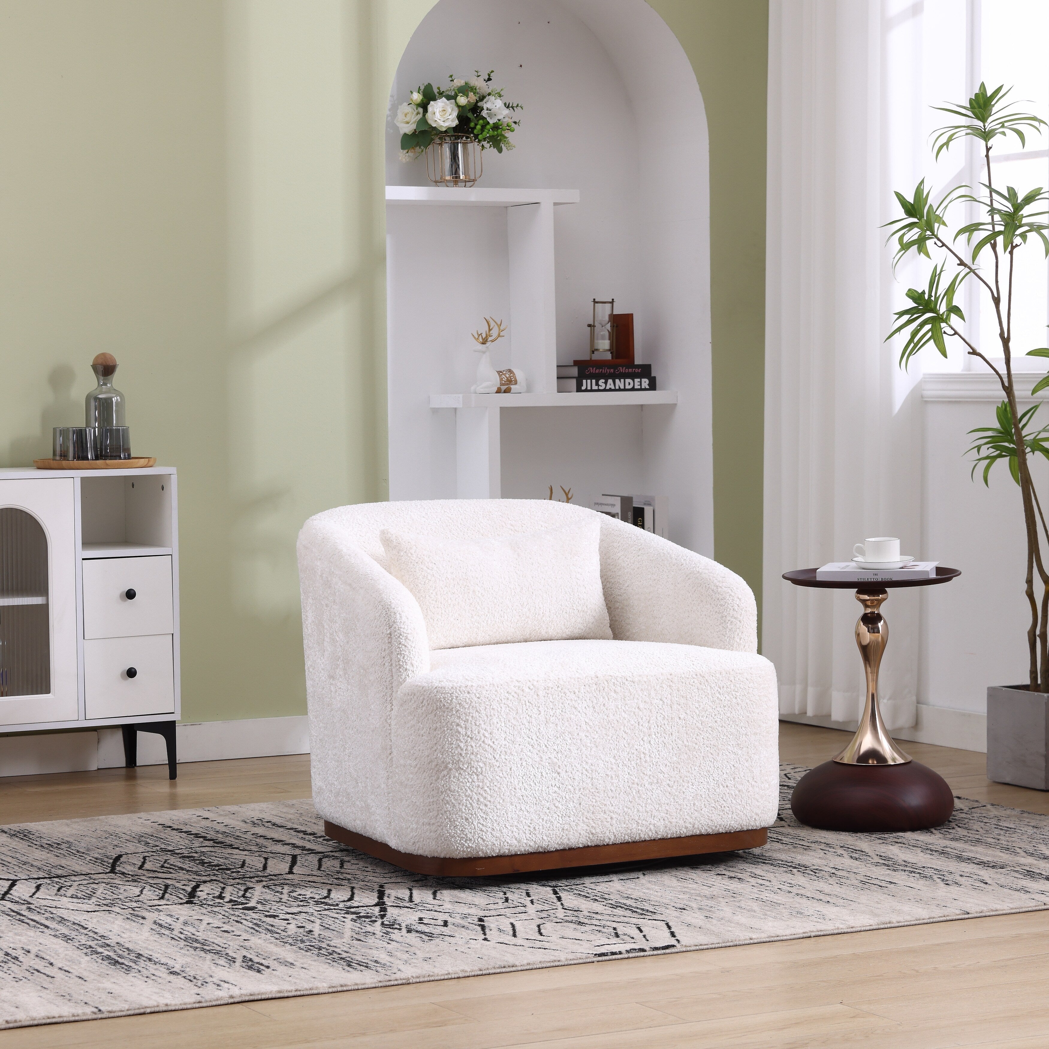 Fauteuil pivotant en chenille, canapé d'appoint confortable à 360 degrés pour salon, chambre et bureau avec coussin amovible