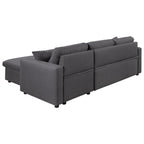 Canapé convertible en L avec lit gigogne et espace de rangement, 2 coussins d'appoint