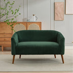 Canapé 2 places rembourré en velours côtelé avec pieds en bois de noyer