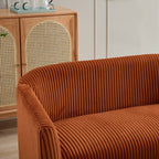 Canapé 2 places rembourré en velours côtelé avec pieds en bois de noyer