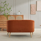 Canapé 2 places rembourré en velours côtelé avec pieds en bois de noyer