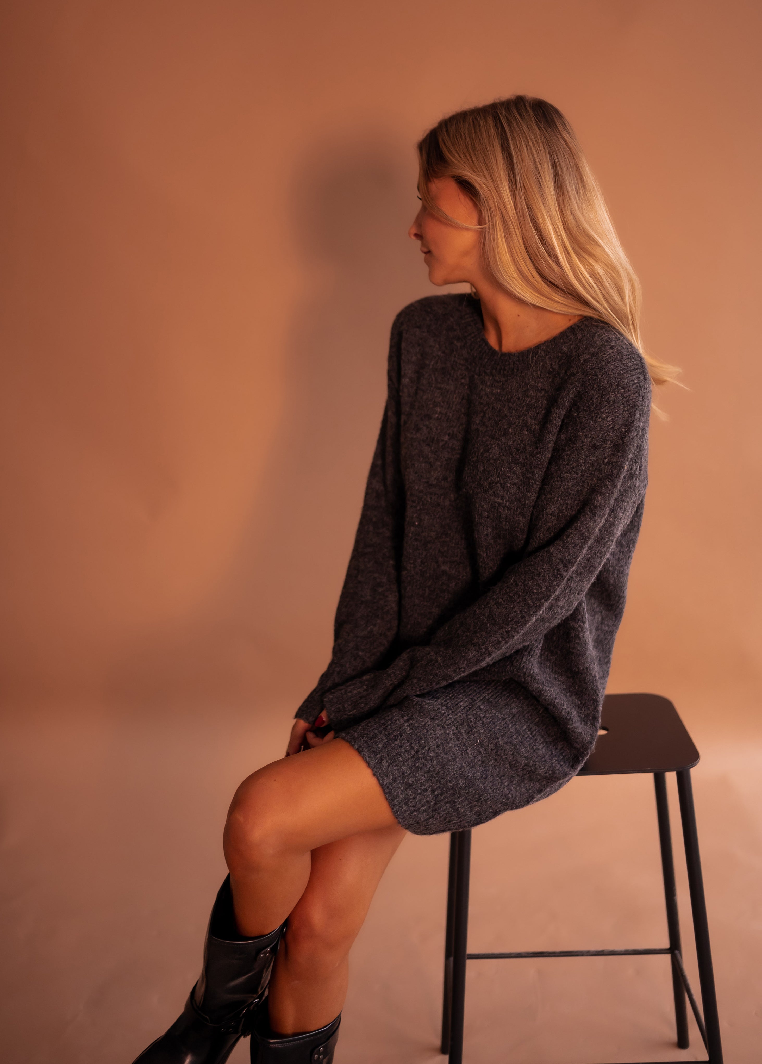 Robe pull grise Mariam 