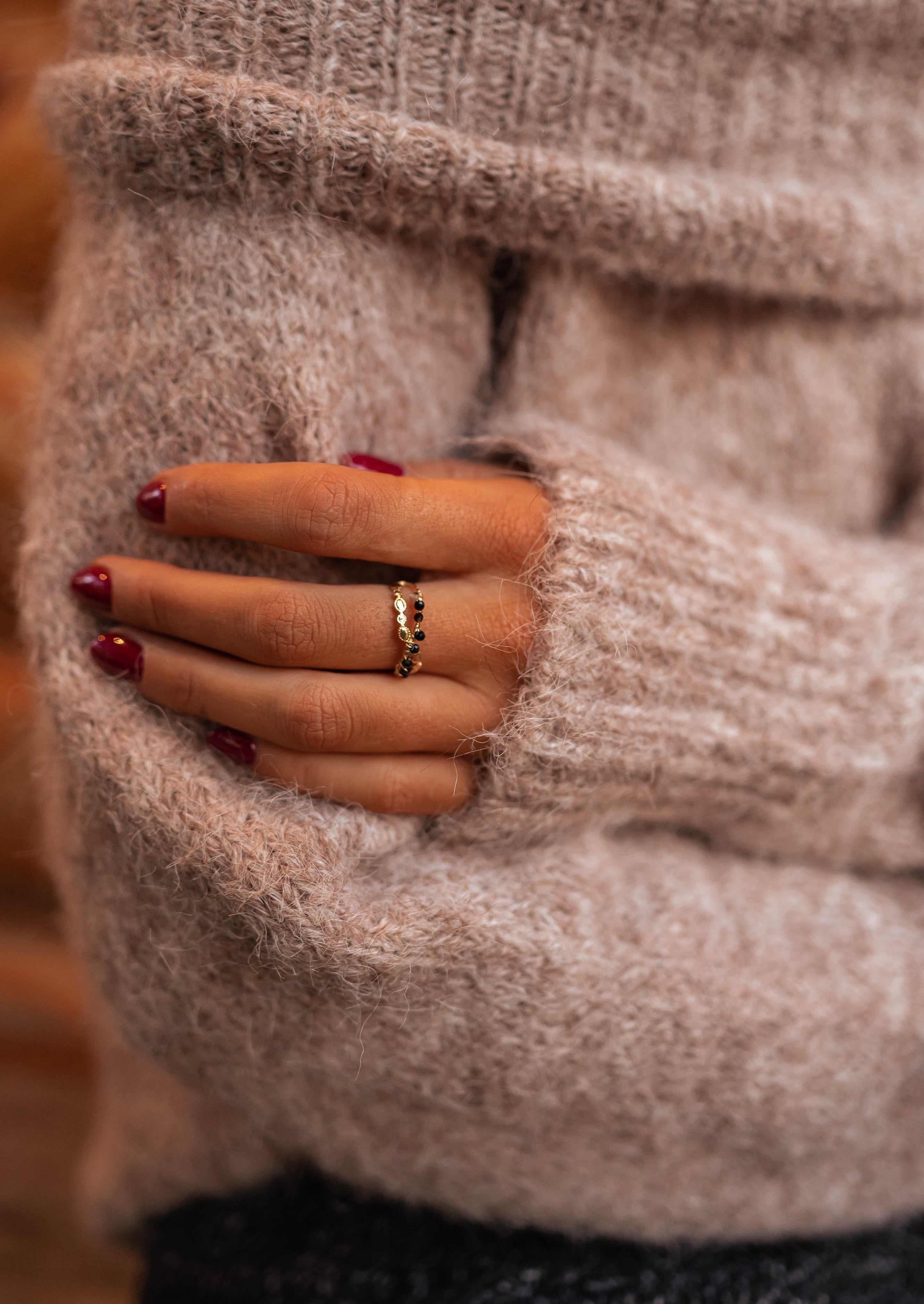 Bague Tily noire et dorée