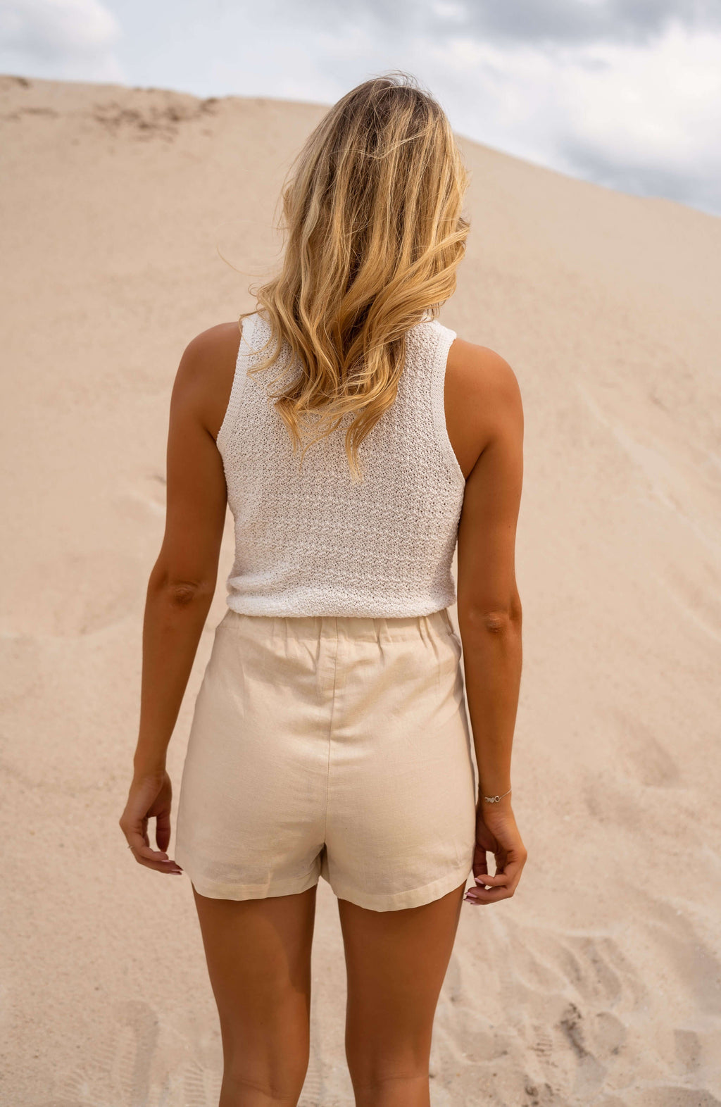 Jupe-short Matheo en lin beige