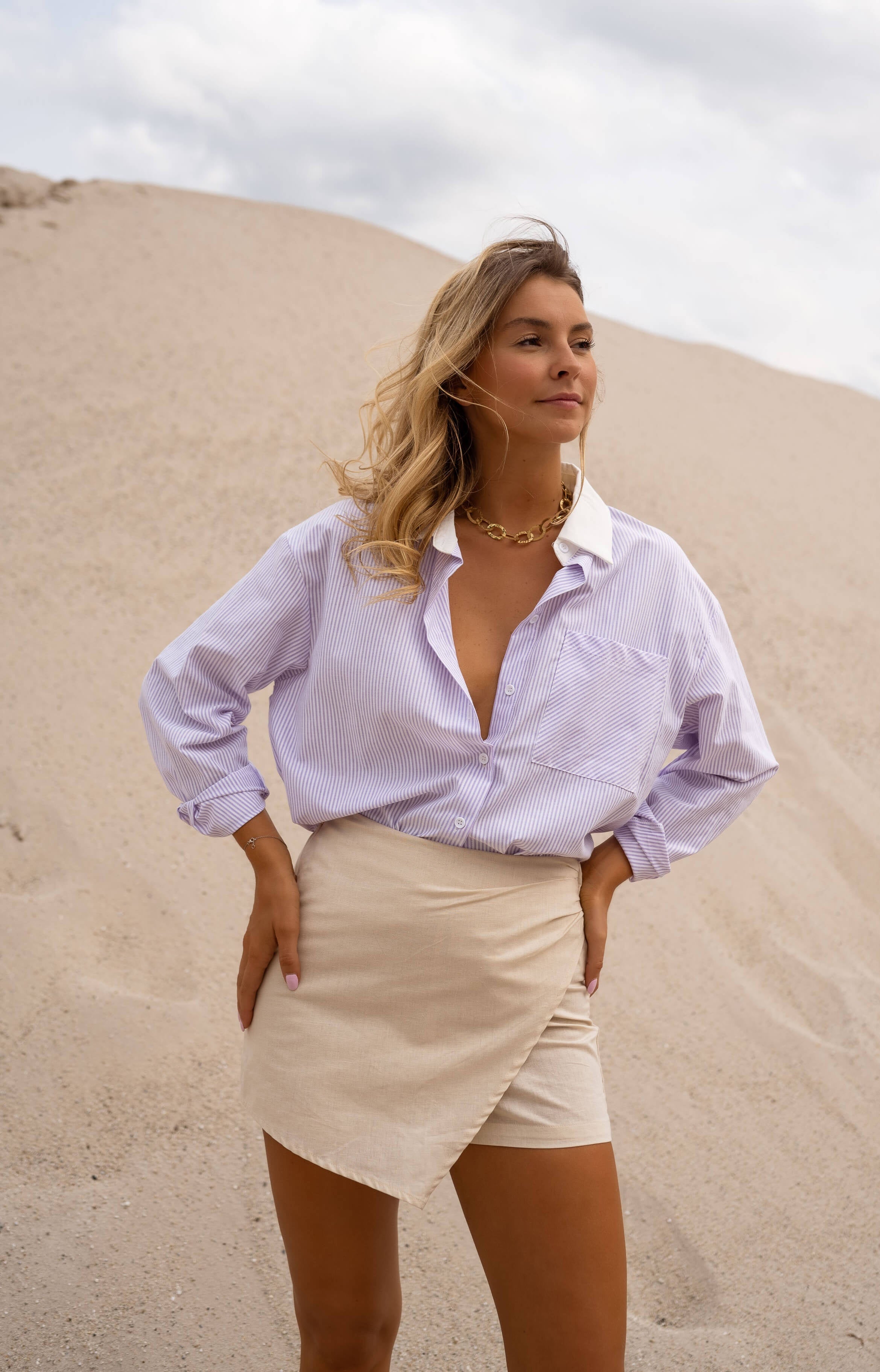 Jupe-short Matheo en lin beige