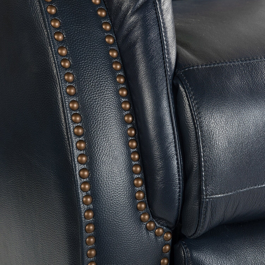 Fauteuil inclinable électrique en cuir véritable Eduardo avec port USB, lot de 2