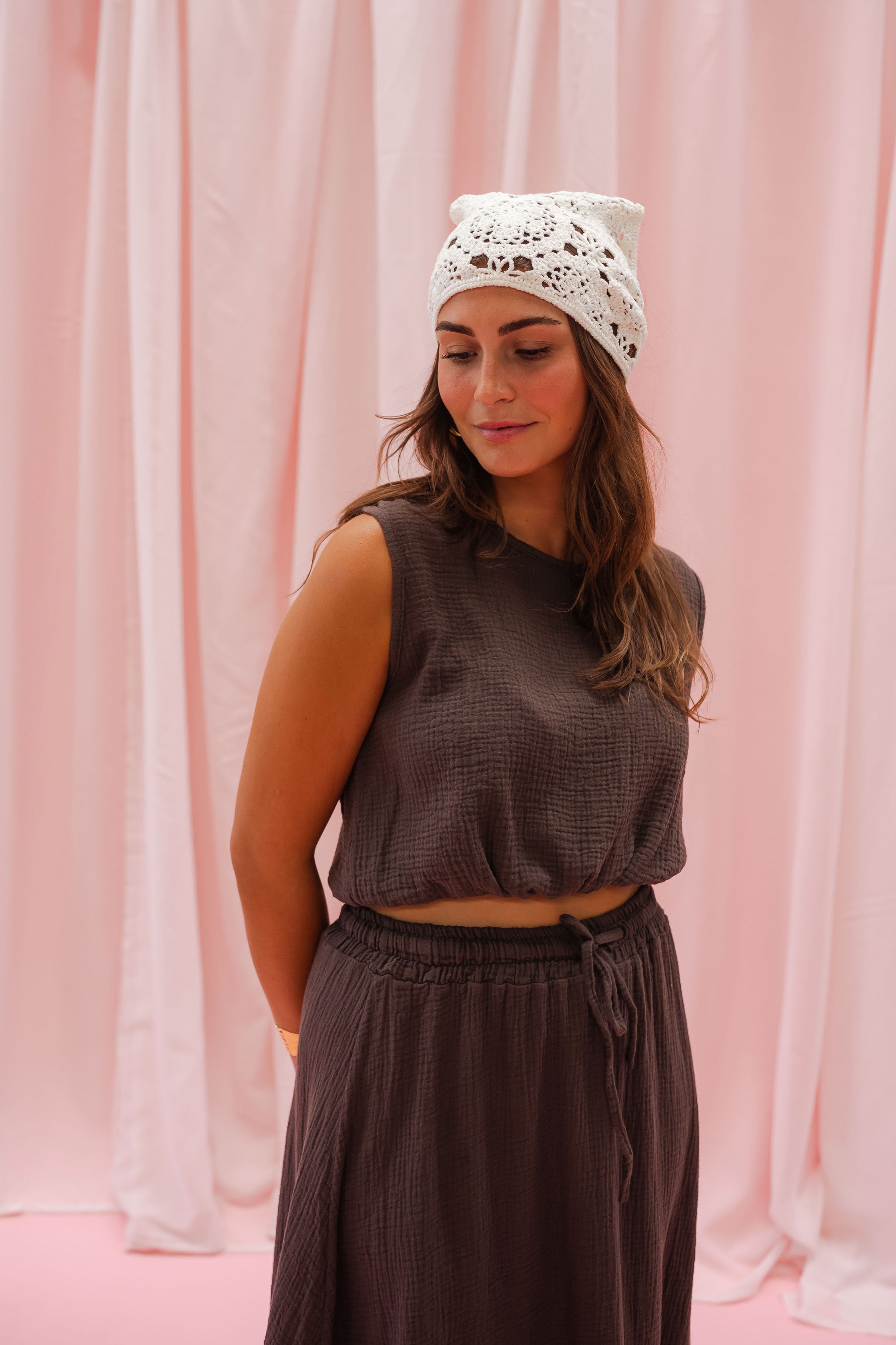 Écharpe au crochet Tatia écrue