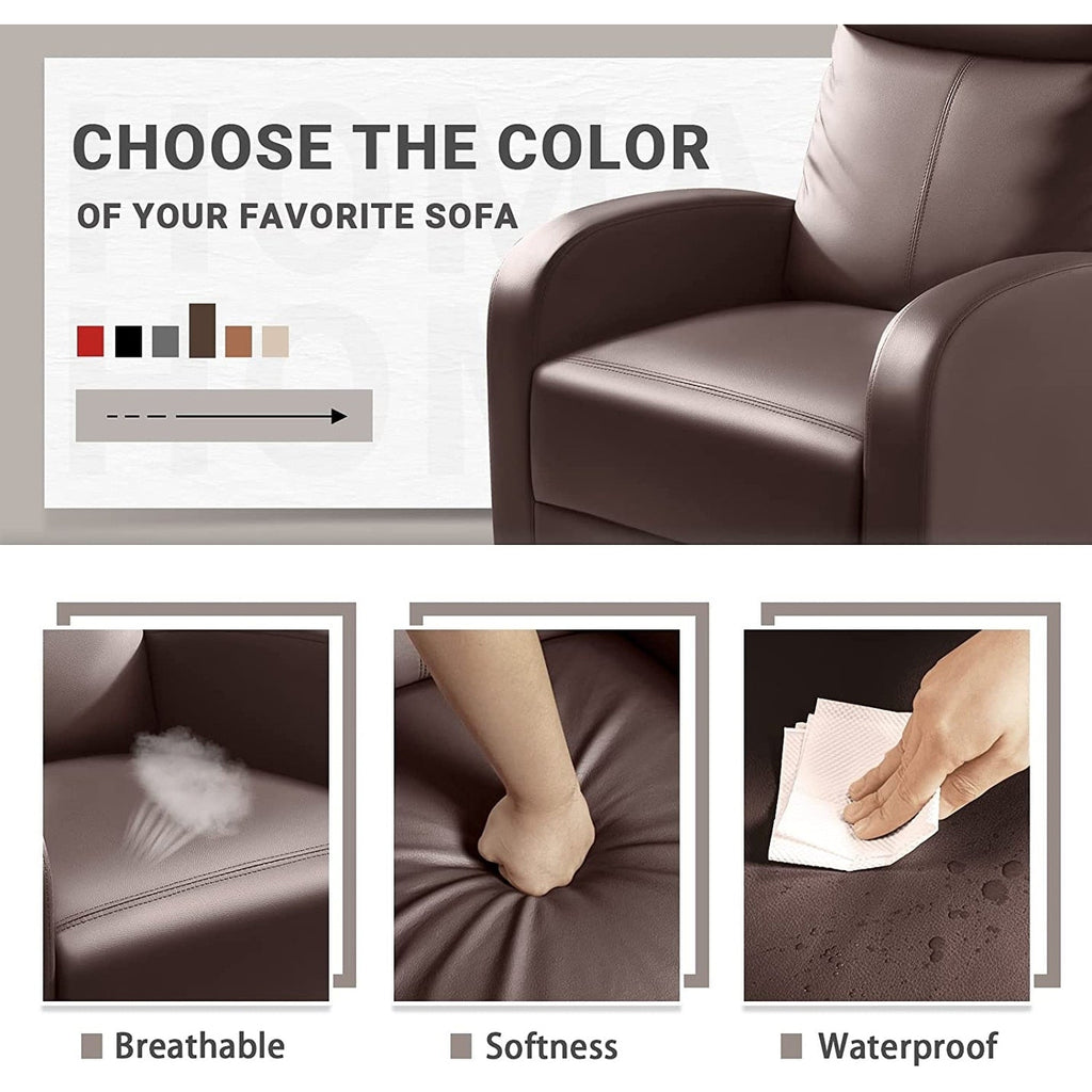 Canapé inclinable en cuir PU Furniwell avec siège et dossier rembourrés.