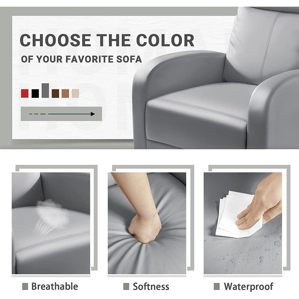 Canapé inclinable en cuir PU Furniwell avec siège et dossier rembourrés.