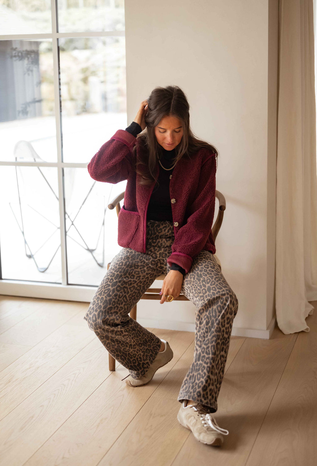 Cardigan bordeaux à volants