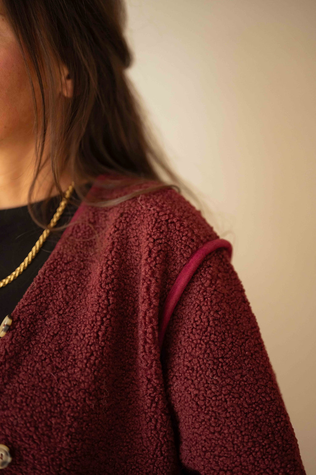 Cardigan bordeaux à volants