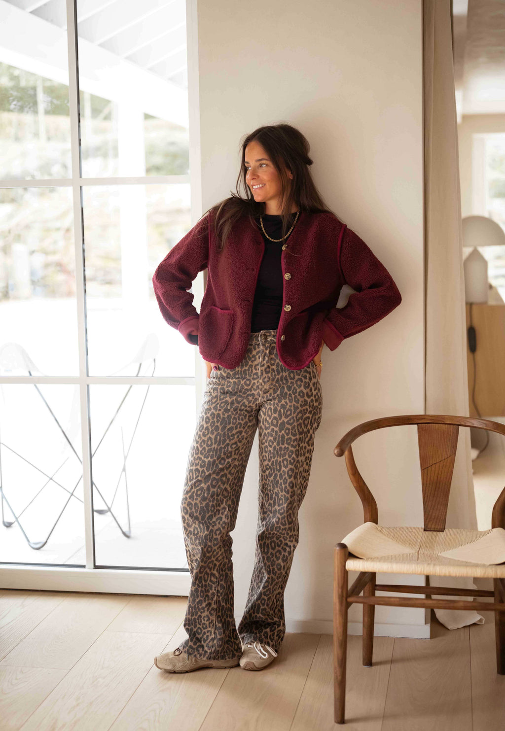 Cardigan bordeaux à volants
